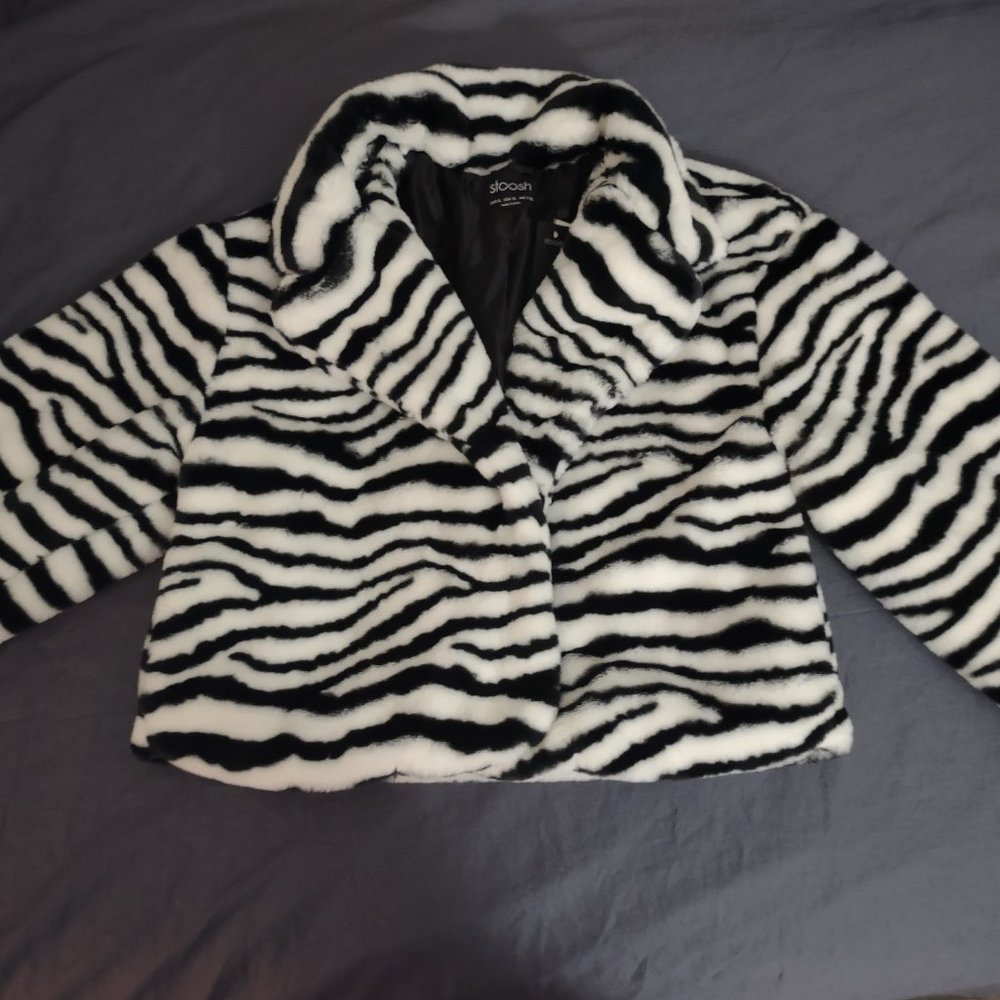 NWT Faux Fur Zebra Coat